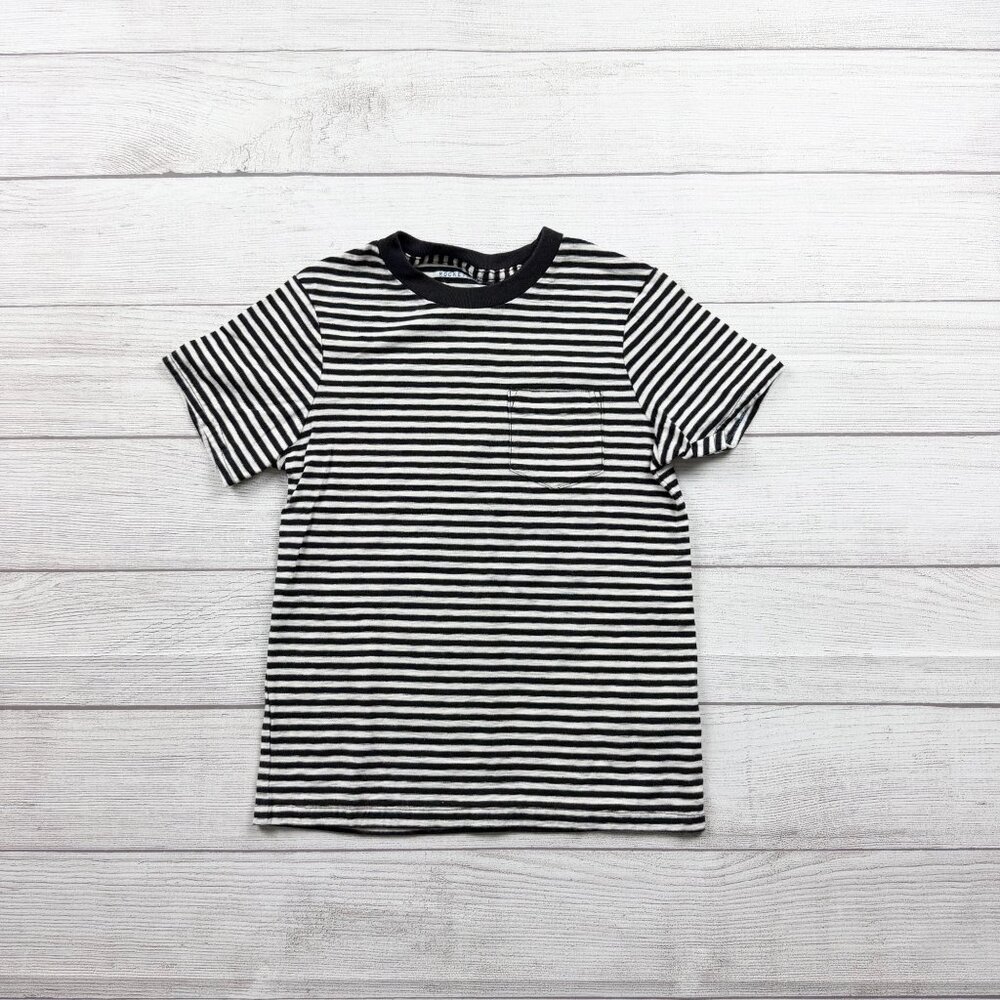 Rockets Of Awesome Boys Striped Short Sleeve Pocket T-Shirt Black White 8